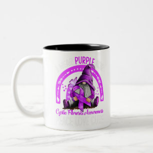 I Wear Purple For Cystic Fibrosis Awareness Two-Tone Coffee Mug