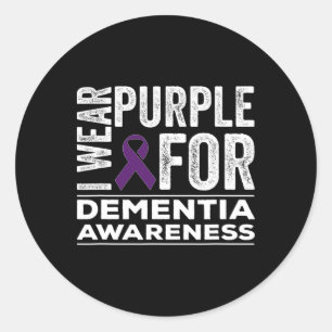 I Wear Purple For Dementia Awareness Heimerheimer Classic Round Sticker