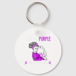 I Wear Purple For Dementia Heimers Awareness _1 Keychain