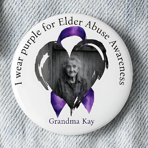 I Wear Purple for Elder Abuse Photo 2 Inch Round Button