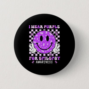 I Wear Purple For Elepsy Awareness Smile Face Emle 2 Inch Round Button