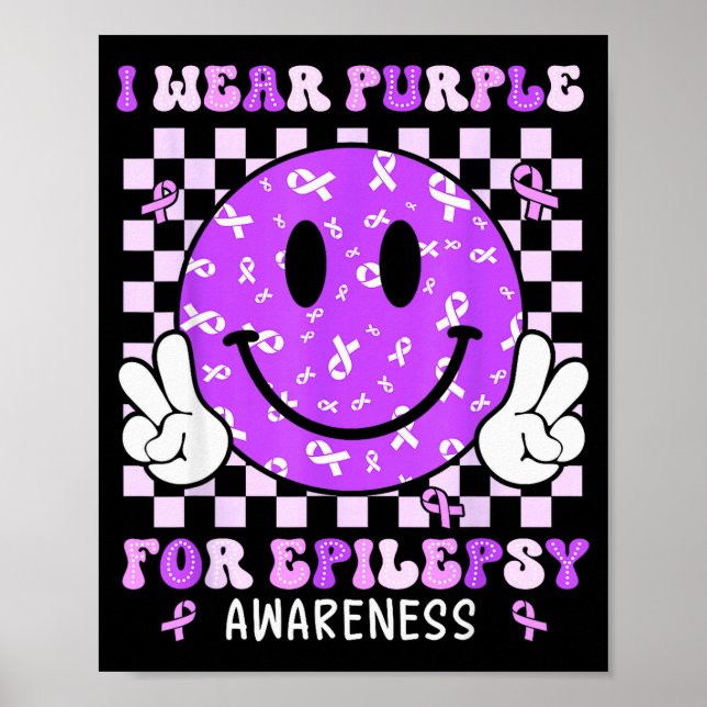 I Wear Purple For Elepsy Awareness Smile Face Emle Poster (Front)
