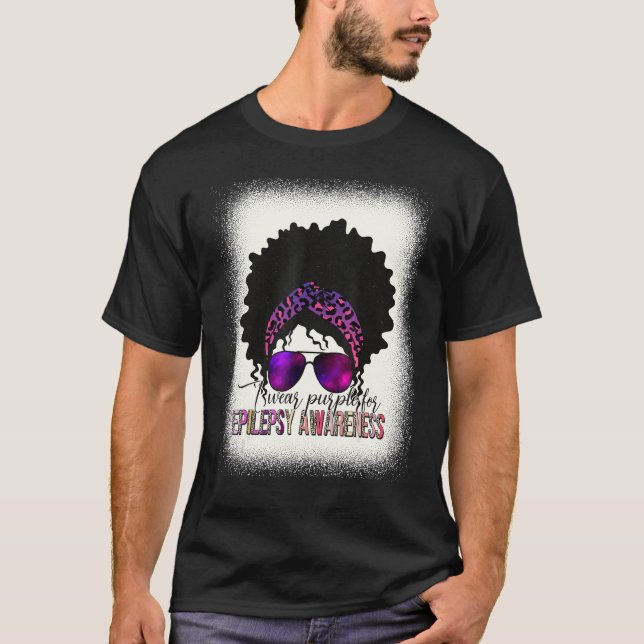I Wear Purple For Epilepsy Awareness Messy Bun Fit T-Shirt (Front)