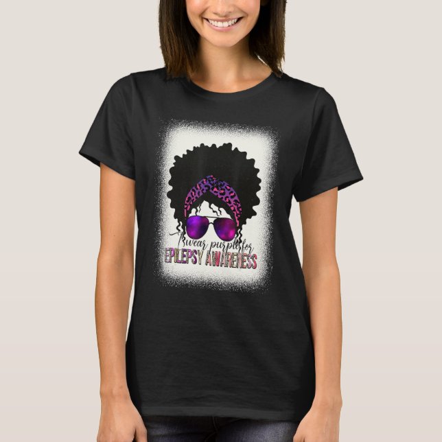 I Wear Purple For Epilepsy Awareness Messy Bun Fit T-Shirt (Front)