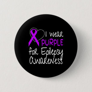 I Wear Purple For Epilepsy Awareness Ribbon  2 Inch Round Button