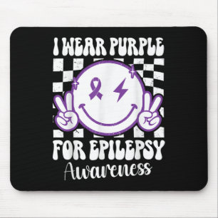 I Wear Purple For Epilepsy Awareness Smile Face Ep Mouse Pad