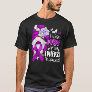 I Wear Purple For Epilepsy Awareness Warrior Gnome T-Shirt
