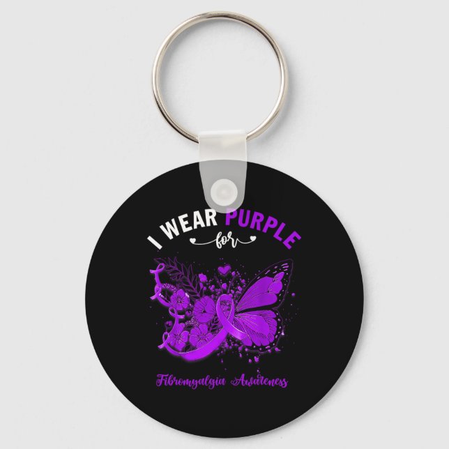 I Wear Purple For Fibromyalgia Awareness 1  Keychain (Front)