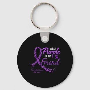 I Wear Purple For Friend Pancreatic Cancer Awarene Keychain