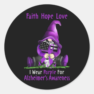 I Wear Purple For Heimerheimer Awareness Gnome Fai Classic Round Sticker