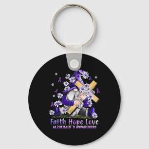 I Wear Purple For Heimerheimer Awareness Gnome Fai Keychain