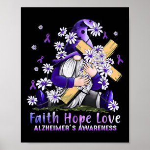 I Wear Purple For Heimerheimer Awareness Gnome Fai Poster