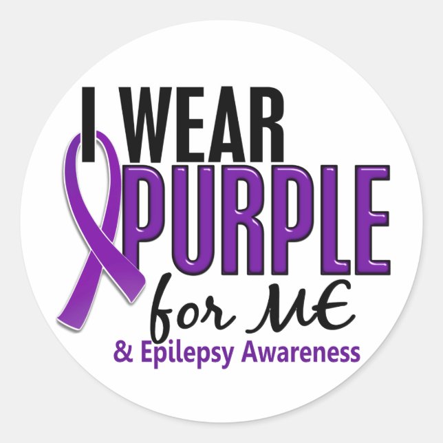 I Wear Purple For ME 10 Epilepsy Classic Round Sticker (Front)