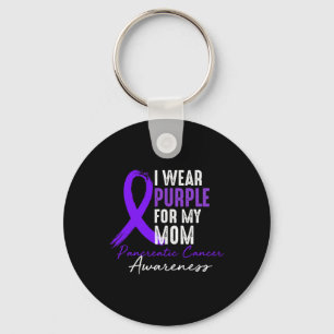 I Wear Purple For Mom Pancreatic Cancer Awareness Keychain