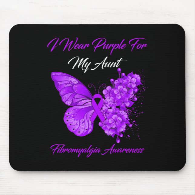 I Wear Purple For My Aunt Fibromyalgia Awareness 1 Mouse Pad (Front)