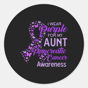 I Wear Purple For My Aunt Pancreatic Cancer  Classic Round Sticker