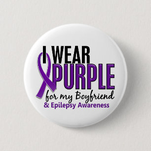 I Wear Purple For My Boyfriend 10 Epilepsy 2 Inch Round Button