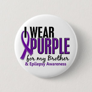 I Wear Purple For My Brother 10 Epilepsy 2 Inch Round Button