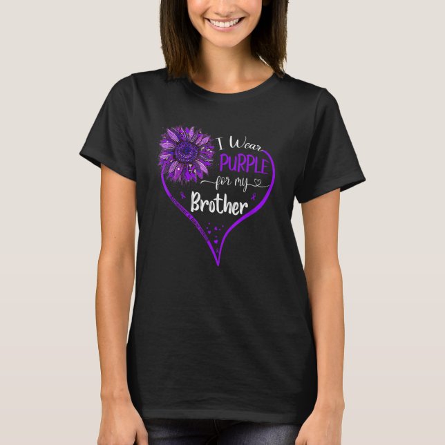 I Wear Purple For My Brother Alzheimers Awareness  T-Shirt (Front)
