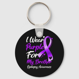 I Wear Purple For My Brother Epilepsy Awareness Gi Keychain