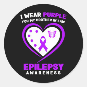 I Wear purple For My Brother in Law Epilepsy Aware Classic Round Sticker