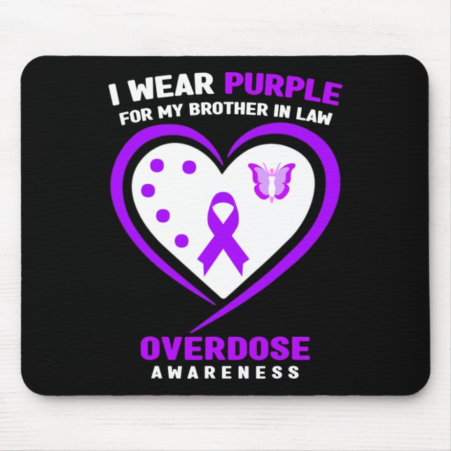 I Wear Purple For My Brother In Law Overdose Aware Mouse Pad (Front)