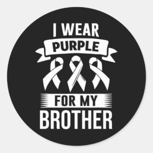 I Wear Purple For My Brother Overdose Awareness 1  Classic Round Sticker