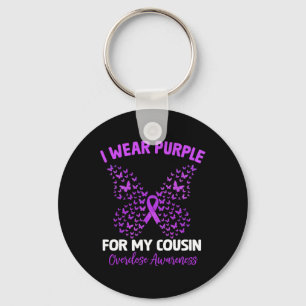I Wear Purple For My Cousin Overdose Awareness But Keychain