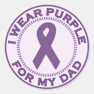 I Wear Purple For My Dad Classic Round Sticker