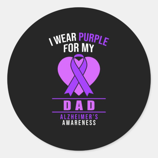 I Wear Purple For My Dad Classic Round Sticker (Front)