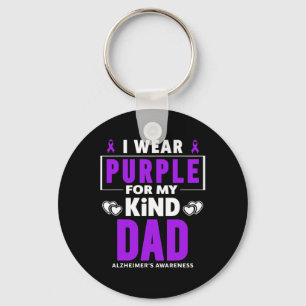 I Wear Purple For My Dad Heimerheimer's Awareness Keychain
