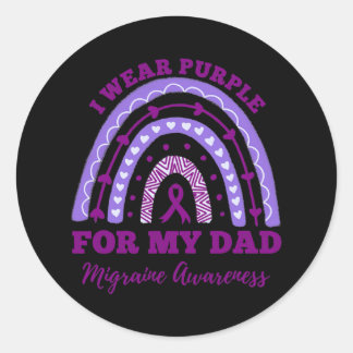 I Wear Purple For My Dad Migraine Awareness Classic Round Sticker