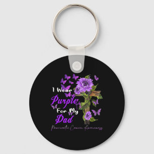 I Wear Purple For My Dad Pancreatic Cancer Awarene Keychain