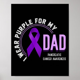 I Wear Purple For My Dad Pancreatic Cancer Awarene Poster