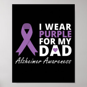 I Wear Purple For My Dad Ribbon Family Love Warrio Poster
