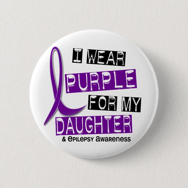 I Wear Purple For My Daughter 37 Epilepsy 2 Inch Round Button (Front)