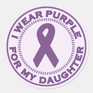 I Wear Purple For My Daughter Classic Round Sticker