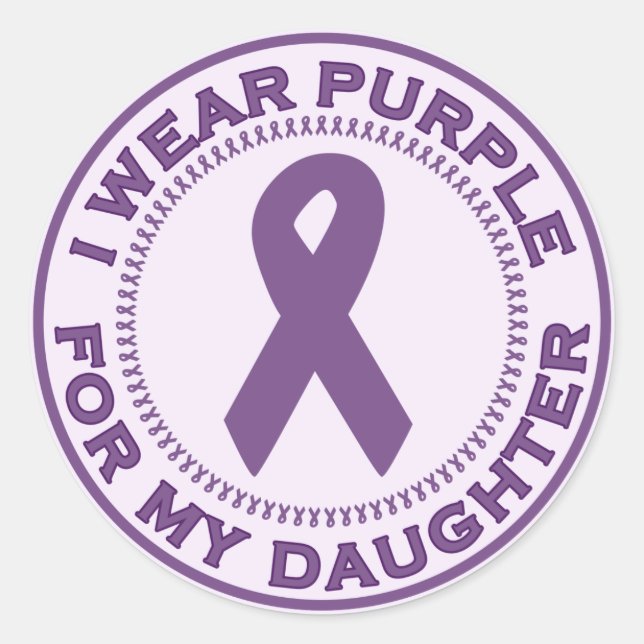 I Wear Purple For My Daughter Classic Round Sticker (Front)