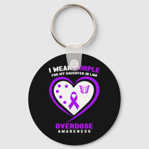 I Wear Purple For My Daughter In Law Overdose Awar Keychain