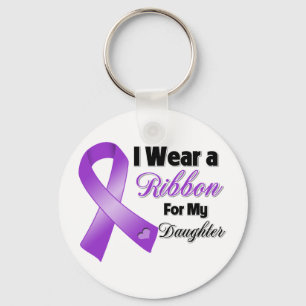 I Wear Purple For My Daughter Keychain