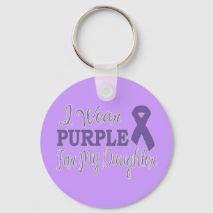I Wear Purple For My Daughter (Purple Ribbon) Keychain