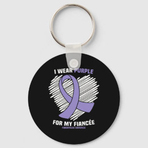 I Wear Purple For My Fiancee Fibromyalgia Awarenes Keychain