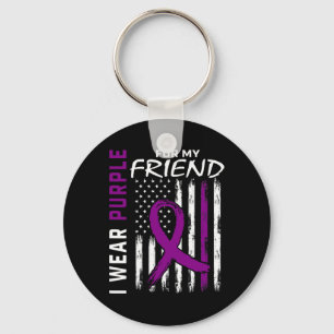 I Wear Purple For My Friend Pancreatic Cancer Awar Keychain