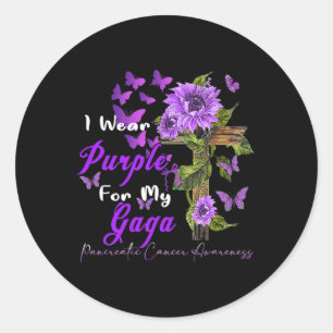 I Wear Purple For My Gaga Pancreatic Cancer Awaren Classic Round Sticker