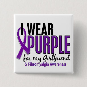I Wear Purple For My Girlfriend 10 Fibromyalgia 2 Inch Square Button