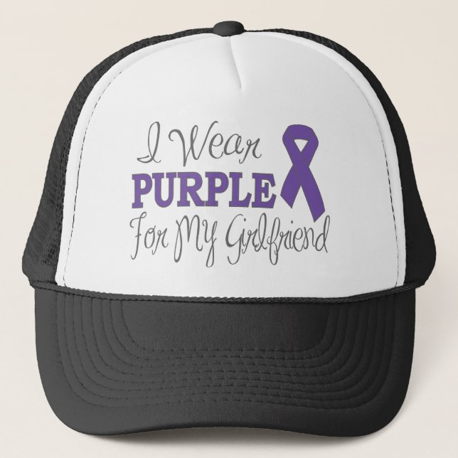 I Wear Purple For My Girlfriend (Purple Ribbon) Trucker Hat (Front)