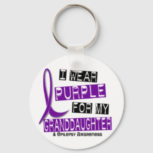 I Wear Purple For My Granddaughter 37 Epilepsy Keychain