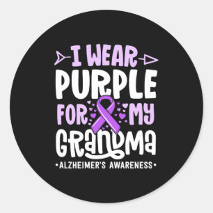 I Wear Purple For My Grandma Alzheimers Family Classic Round Sticker