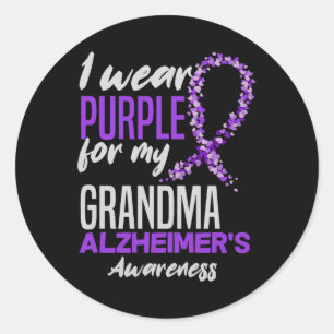 I Wear Purple For My Grandma Dementia Heimers Awar Classic Round Sticker