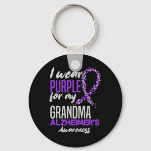 I Wear Purple For My Grandma Dementia Heimers Awar Keychain